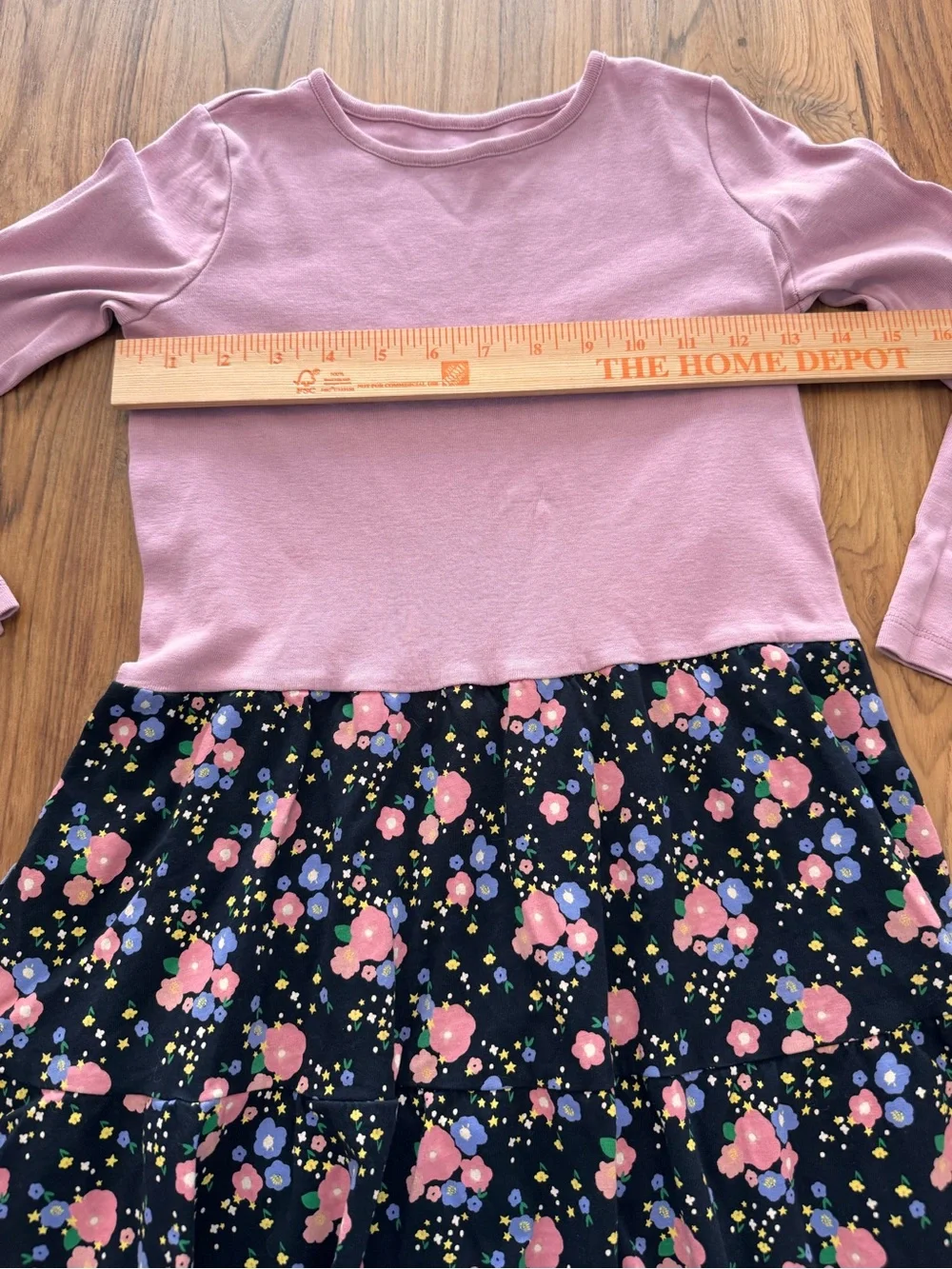 Tea Collection Dress Girls Size 10 Long Sleeve Pink Top Floral Skirt